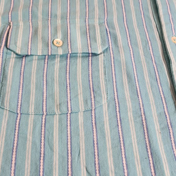 J. Ferarr Mens XXL NWT 100% Cotton Fitted Short Sleeve Button Up Turquoise - Picture 5 of 15